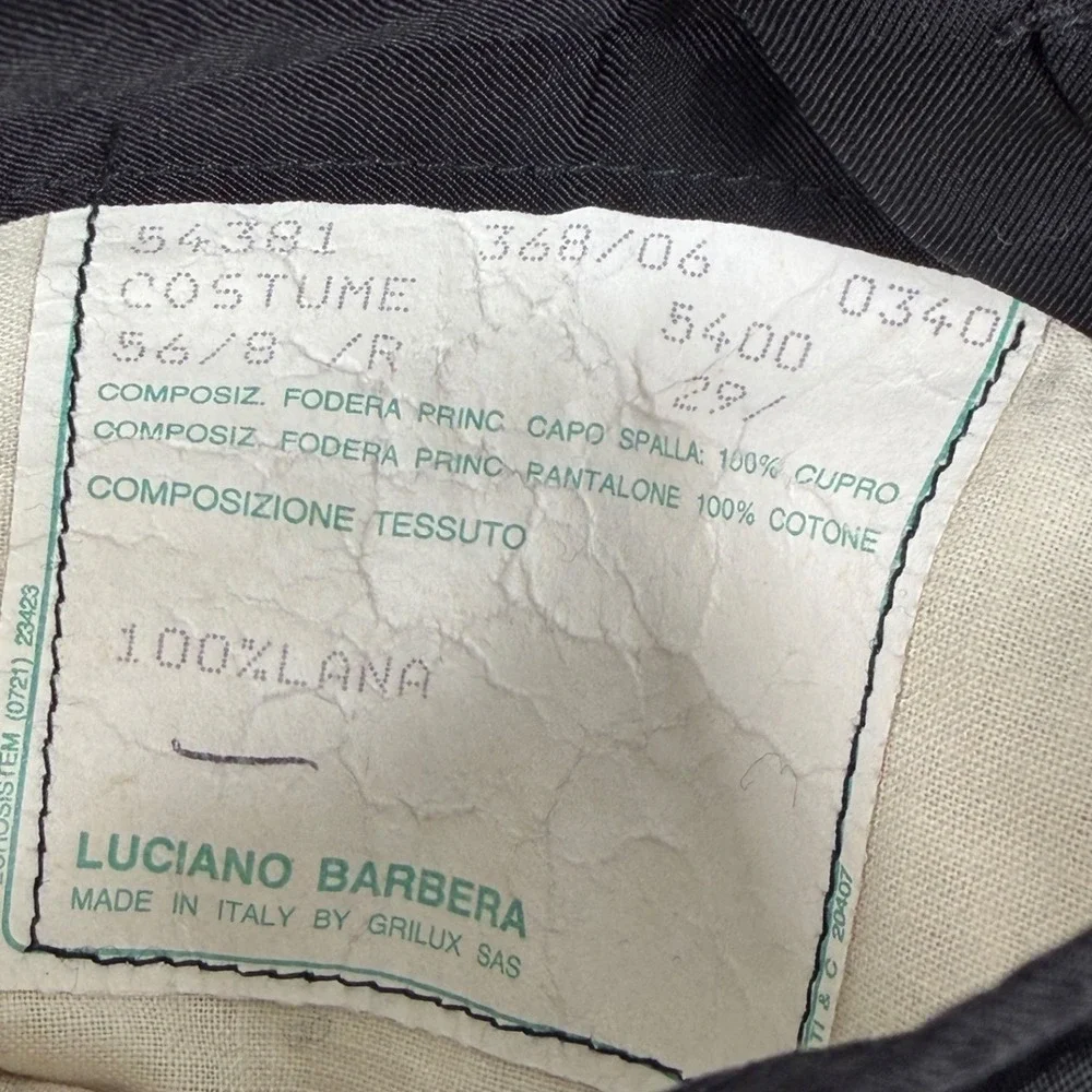 Luciano Barbera Mens Blazer Double Breasted Herringbone Black Wool 46R